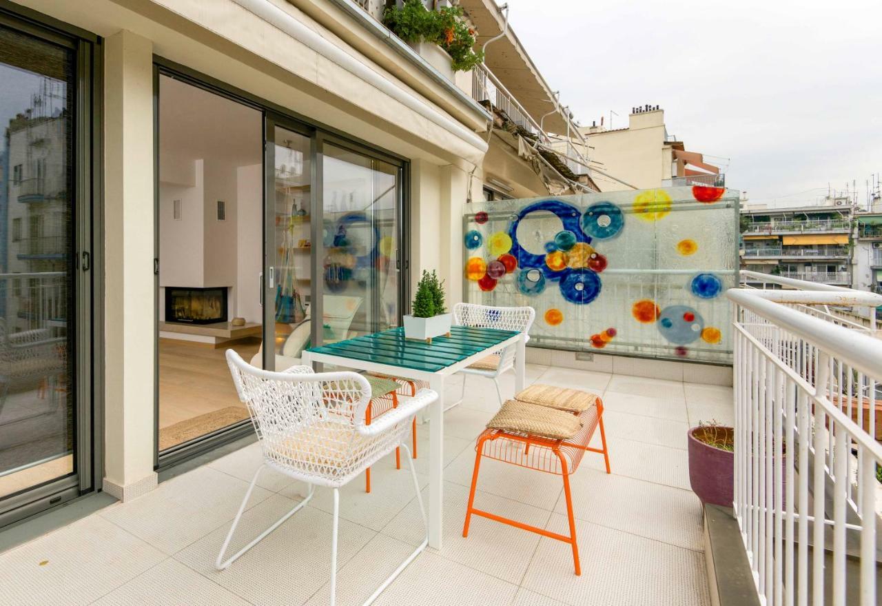 Stylish 3-Bedroom Apartment & Terrace Tessalónica Exterior foto